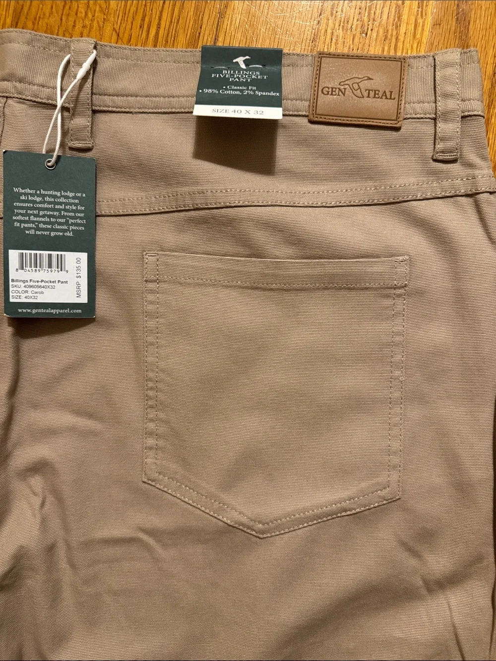 40x32 Genteal Carob Billings Five-Pocket Pant